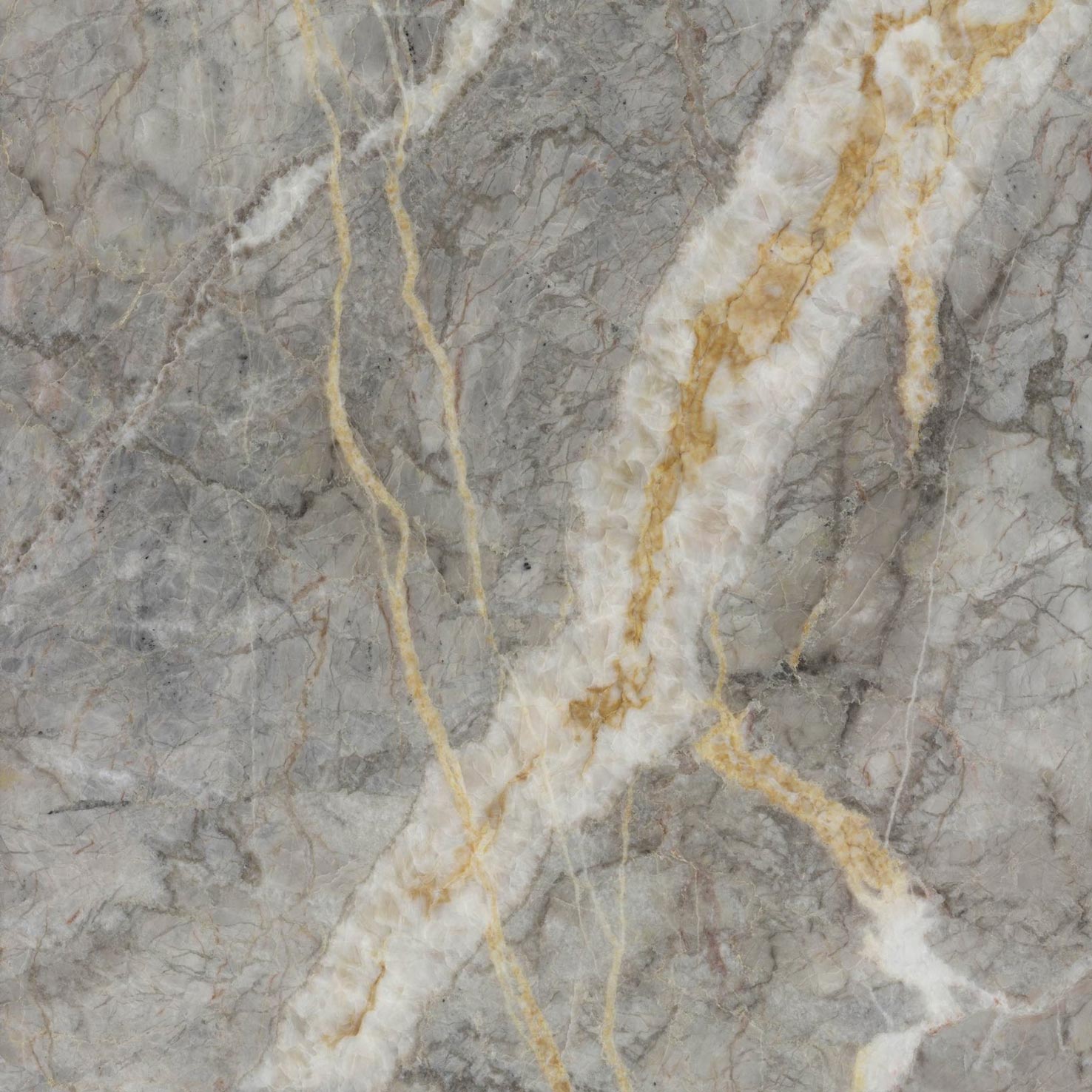 Downloadable high-resolution marble image, featuring a grey base with prominent white and vivid golden-yellow veining, for digital printing systems.