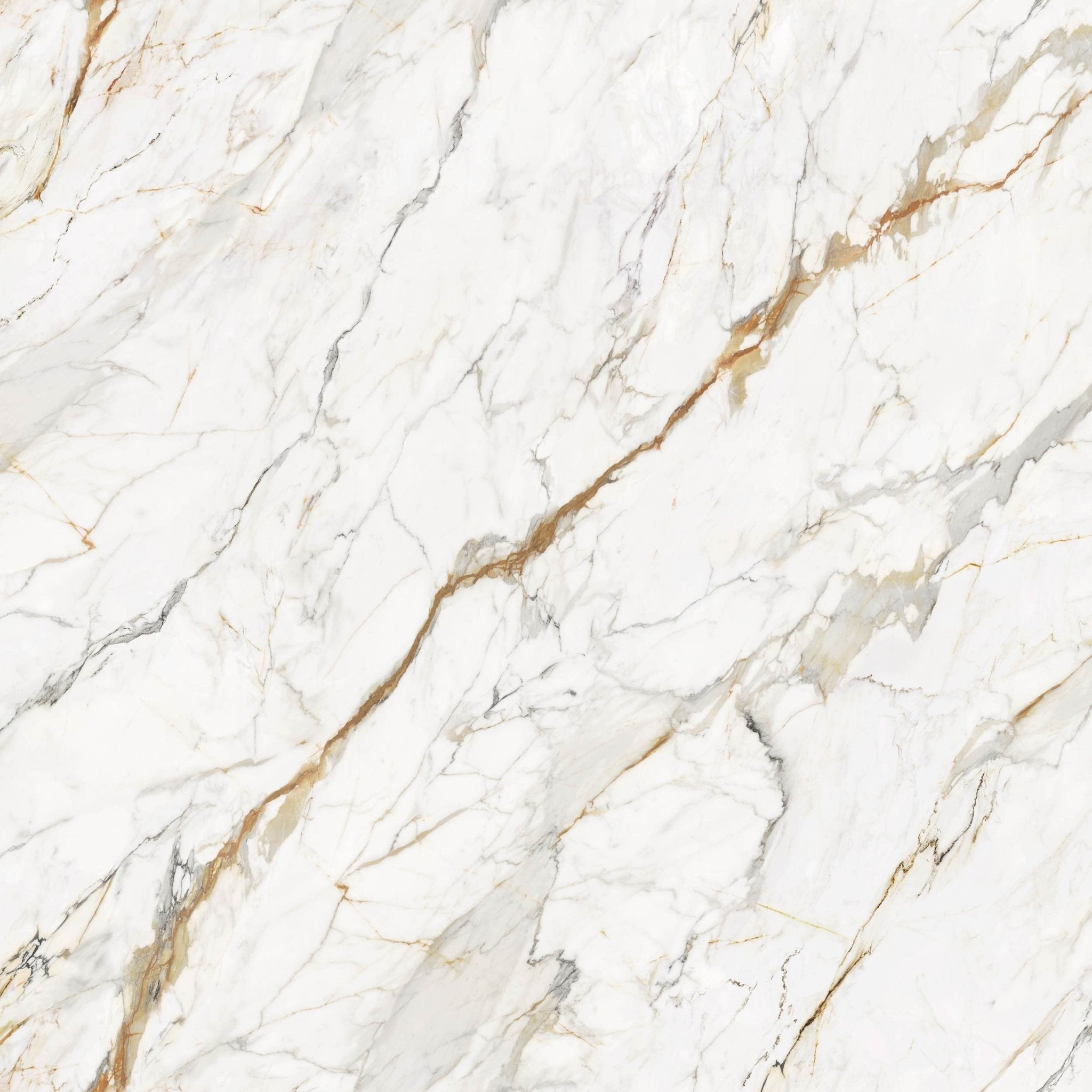 Downloadable high-resolution white marble image, featuring a luminous white base with striking grey and rich golden-brown veining, for digital printing systems.