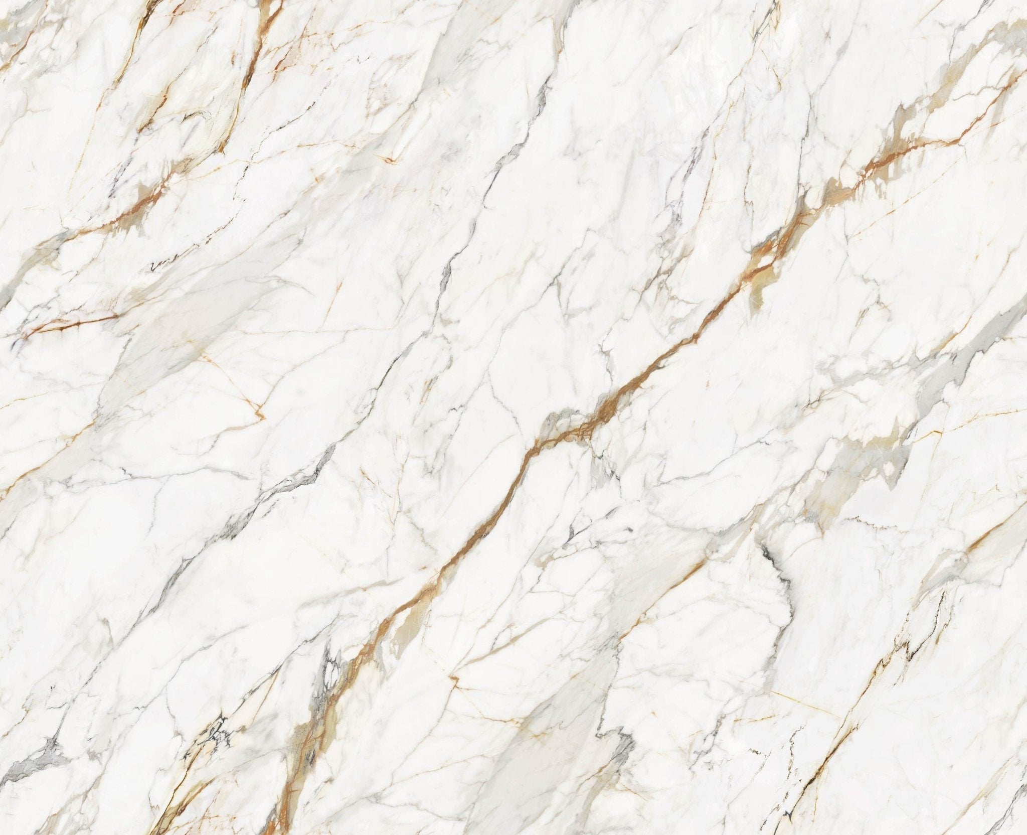 Downloadable high-resolution white marble texture set, displaying various views of its classic white surface with distinctive grey and golden-brown veining, for digital printing systems.