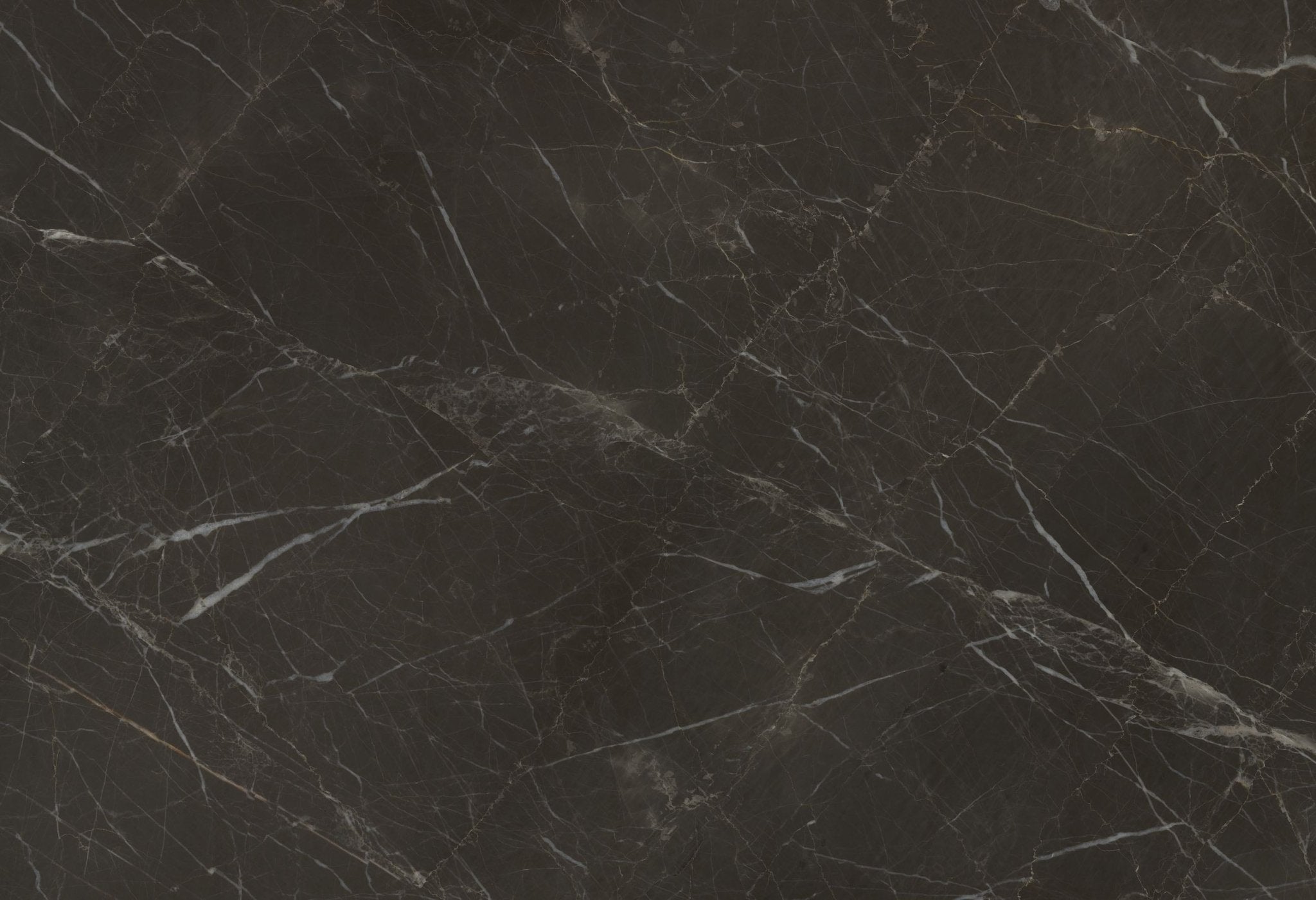 Downloadable high-resolution marble texture set, showcasing various views of its dark brown surface with white and gold veining, for digital printing systems.