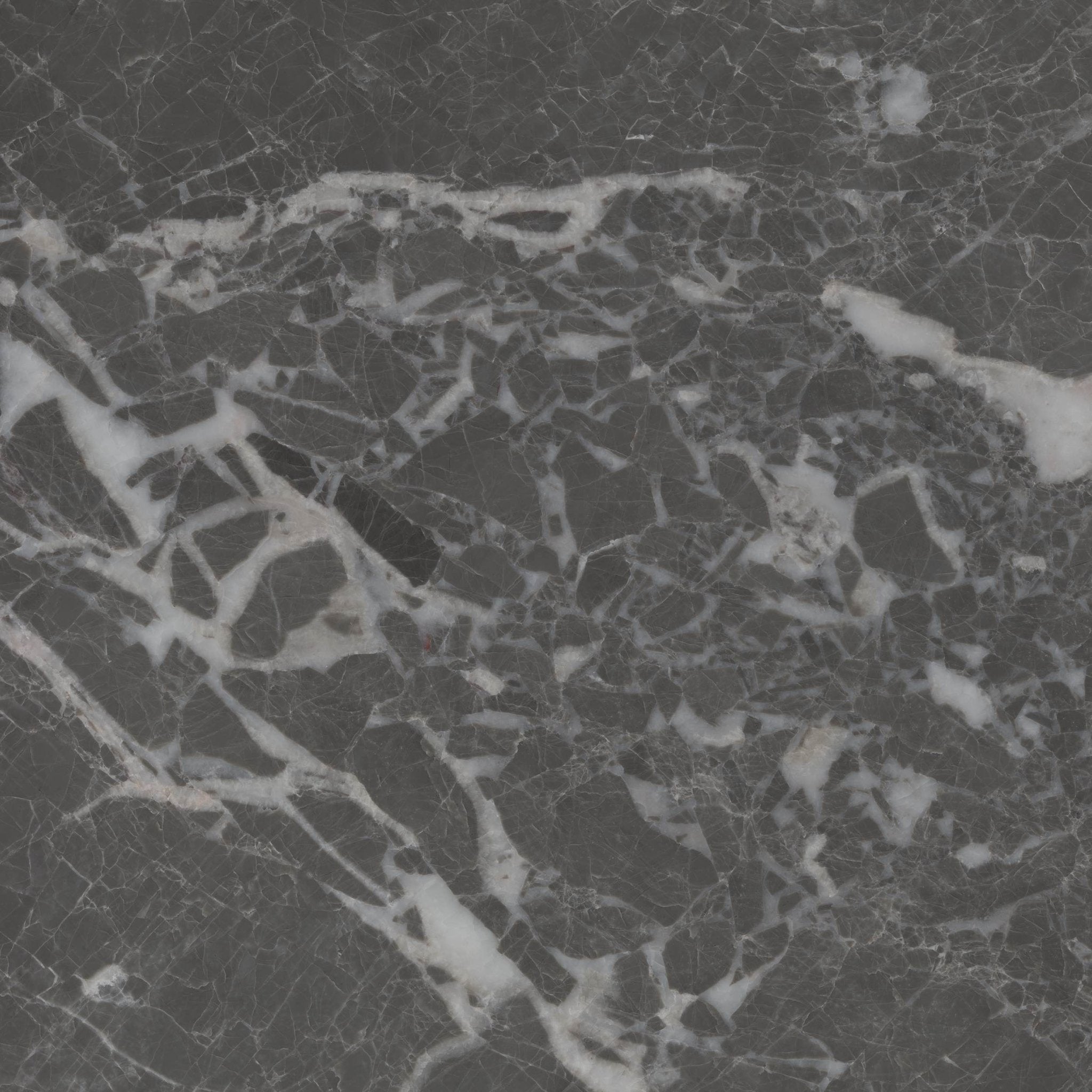 Downloadable high-resolution Marble image, featuring a deep grey base with a striking white brecciated pattern, for digital printing systems.