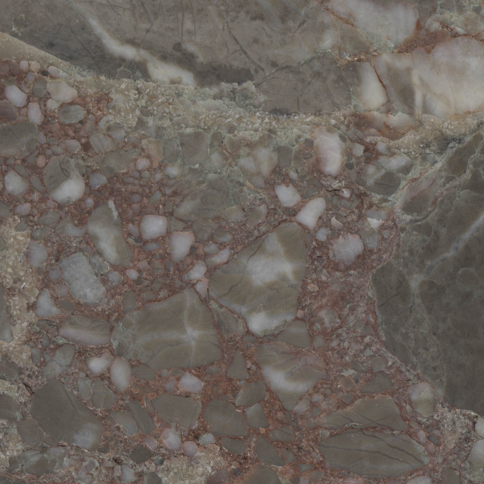 Downloadable high-resolution marble image, close-up view highlighting the intricate reddish-brown veins and varied grey patterns, for digital printing systems.