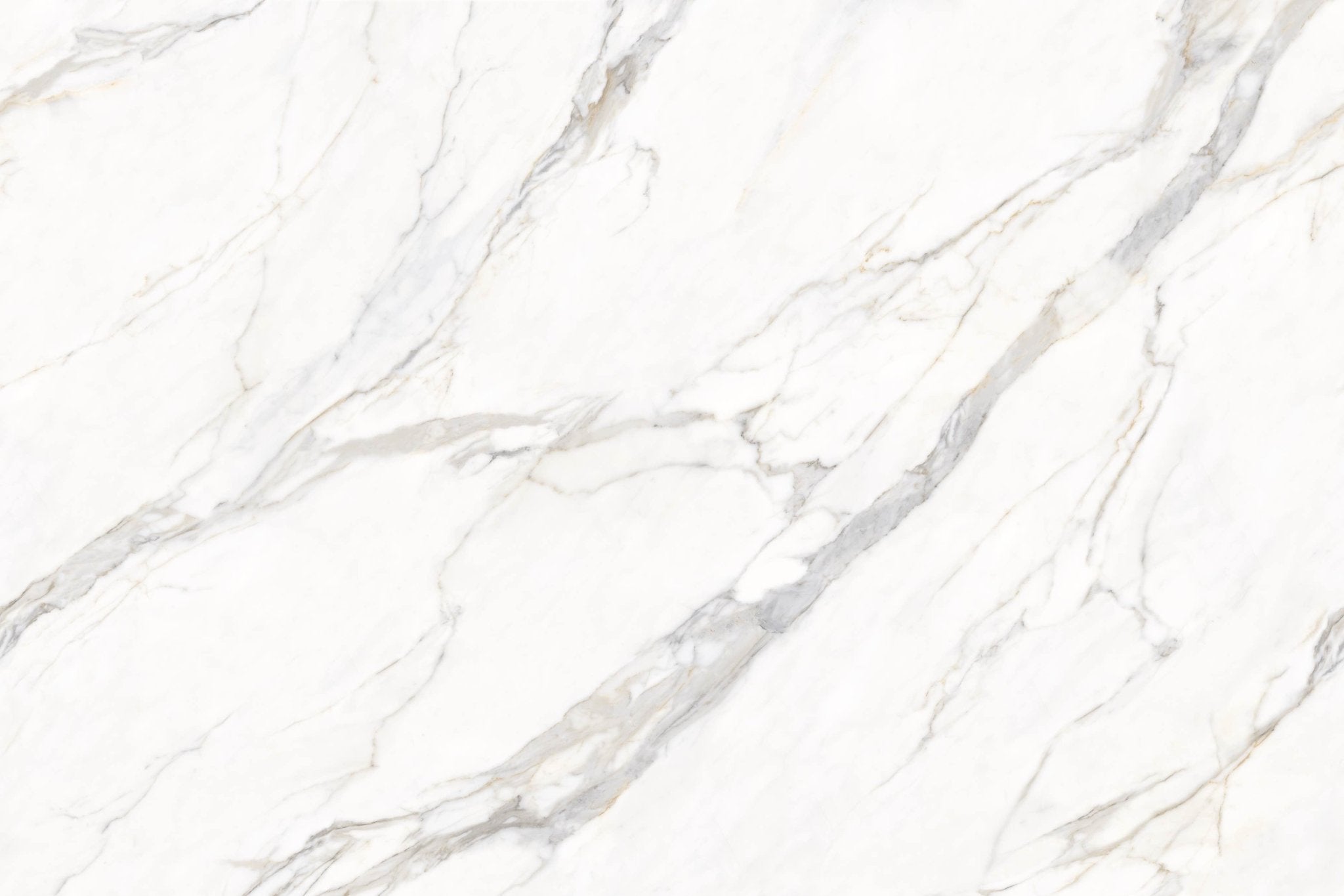 Downloadable high-resolution white marble texture set, displaying various views of its classic white surface with grey and gold veining, for digital printing systems.